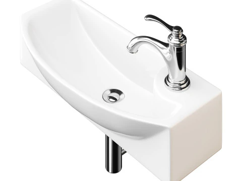 Small Wall Mount Bathroom Vessel Sink 3D Model