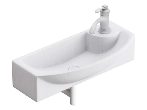 Small Wall Mount Bathroom Vessel Sink 3D Model