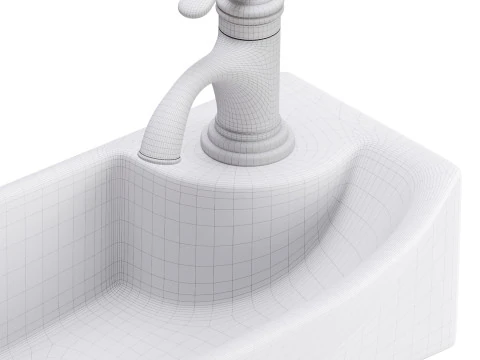 Small Wall Mount Bathroom Vessel Sink 3D Model