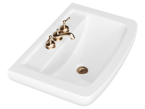 Vega Small Wall Mounted Bathroom Vessel Sink 3D Модель