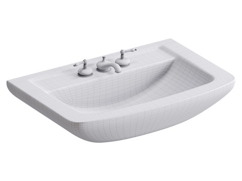 Vega Small Wall Mounted Bathroom Vessel Sink 3D Модель