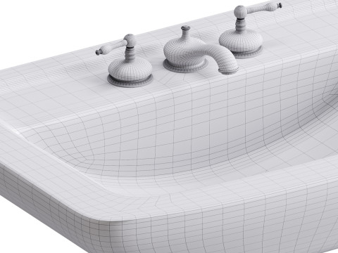 Vega Small Wall Mounted Bathroom Vessel Sink 3D Модель