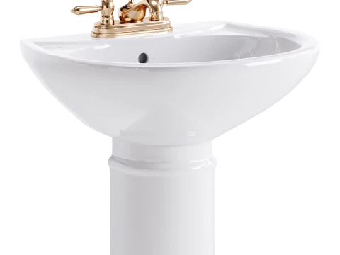White Bathroom Sink 3D Model