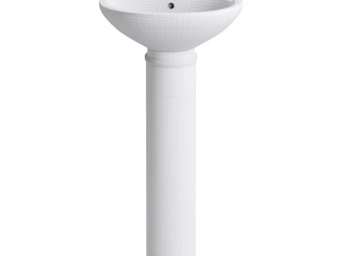 White Bathroom Sink 3D Model