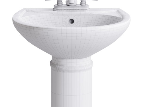 White Bathroom Sink 3D Model
