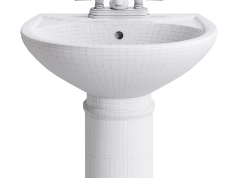 White Bathroom Sink 3D Model