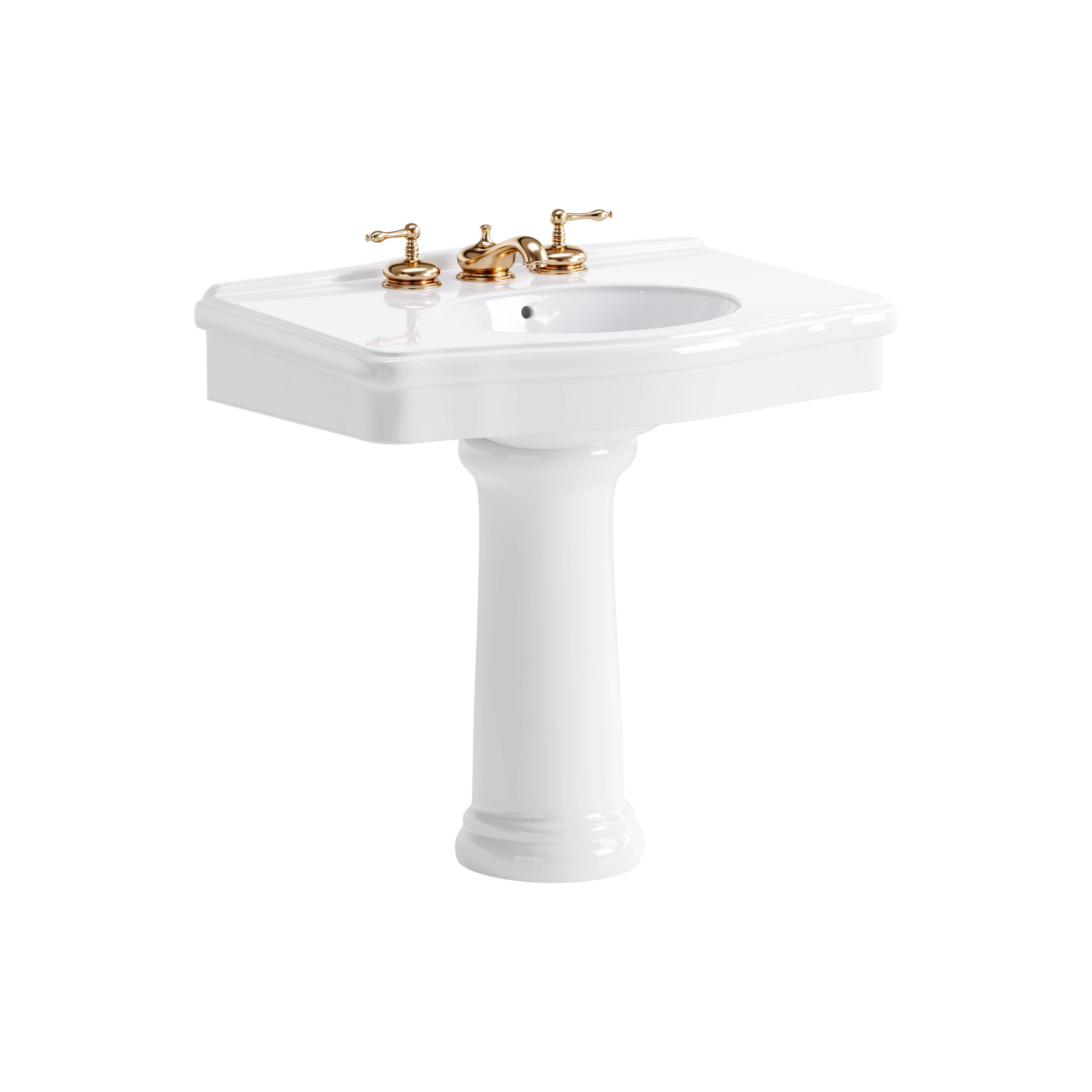 White Porcelain Bathroom Pedestal Sink 3D Model .c4d .max .obj .3ds .fbx .stl .blend 