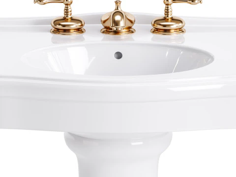 White Porcelain Bathroom Pedestal Sink 3D Model