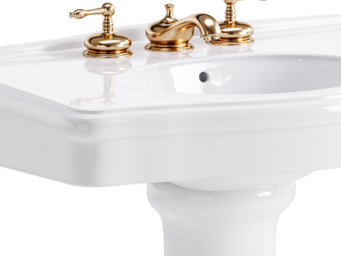 White Porcelain Bathroom Pedestal Sink 3D मॉडल