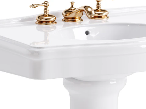 White Porcelain Bathroom Pedestal Sink 3D Model