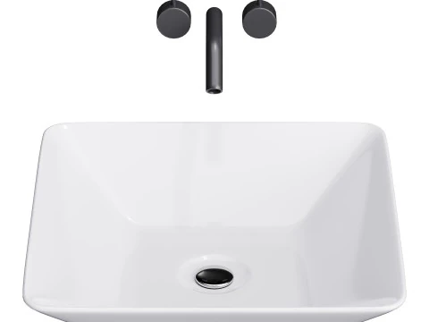 White Vessel Sink washbasin 3D Model