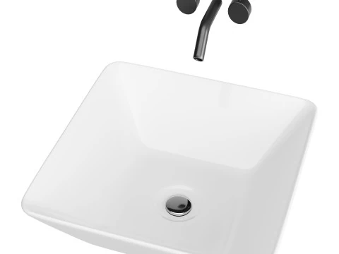 White Vessel Sink washbasin 3D Model