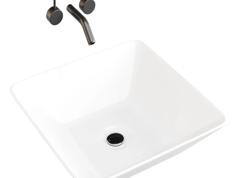 White Vessel Sink washbasin 3D Model