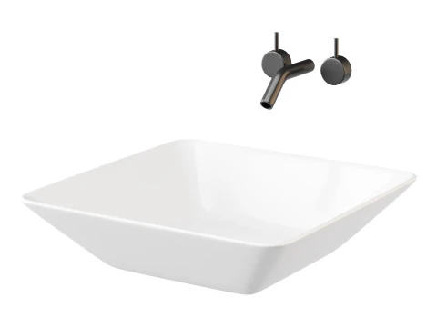 White Vessel Sink washbasin 3D Model