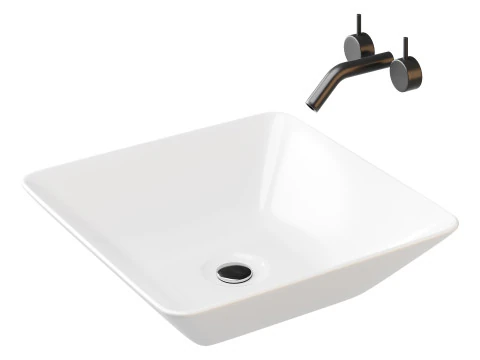 White Vessel Sink washbasin 3D Model