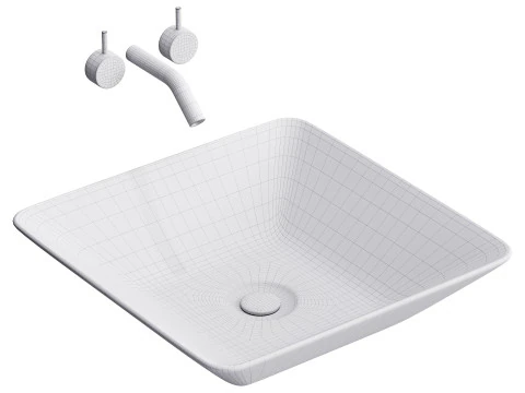 White Vessel Sink washbasin 3D Model