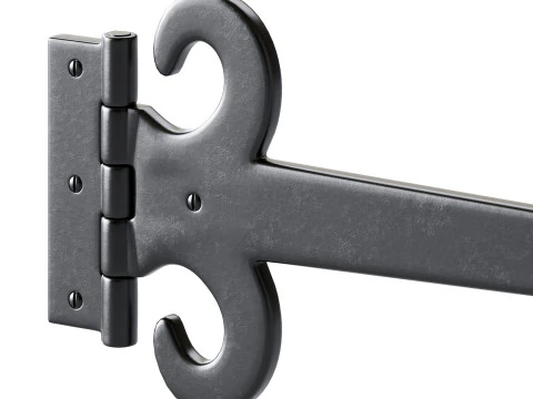 Wrought Iron Flush Mount Door Hinge 3D Model