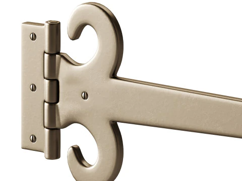 Wrought Iron Flush Mount Door Hinge 3D Model