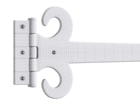 Wrought Iron Flush Mount Door Hinge 3D Model