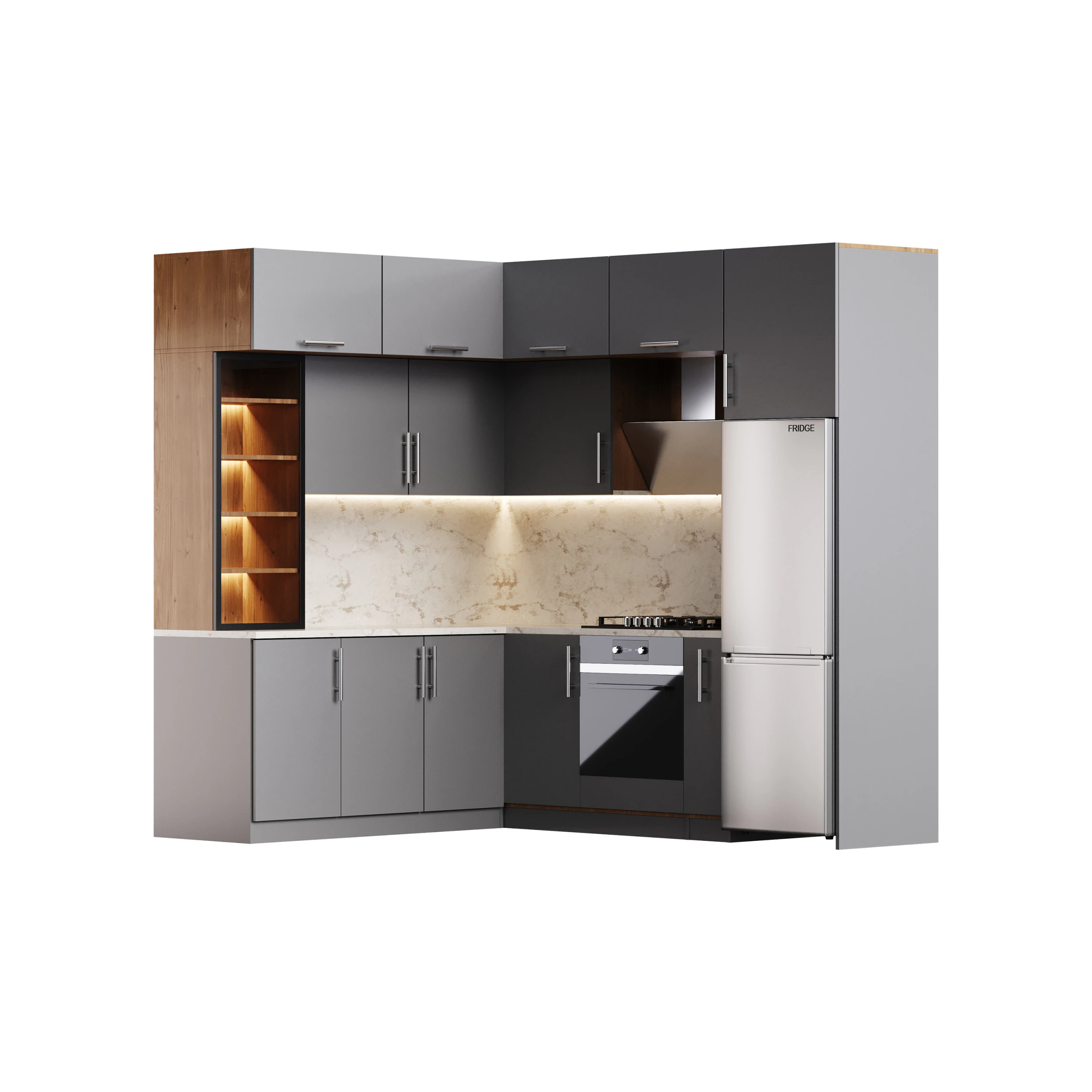 Modern kitchen 09 3D Model .c4d .max .obj .3ds .fbx .stl .blend 