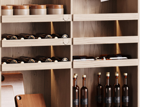 Modern Wine cabinet with dishes and glasses 01 3Dモデル