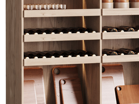 Modern Wine cabinet with dishes and glasses 01 3Dモデル