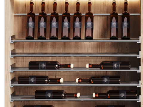 Modern Wine cabinet with dishes and glasses 02 3D Model