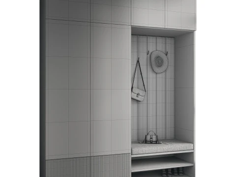 Hallway area with a minimalistic hanger 2 3D Model