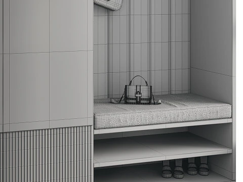 Hallway area with a minimalistic hanger 2 3D Model