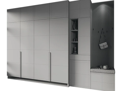 Hallway area with a minimalistic hanger 3 3D Model