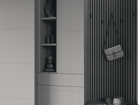 Hallway area with a minimalistic hanger 3 3D Model