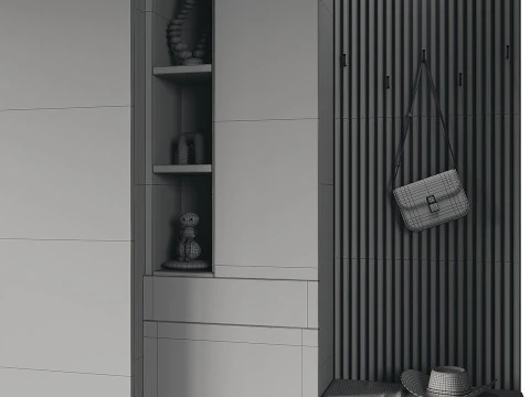 Hallway area with a minimalistic hanger 3 3D Model