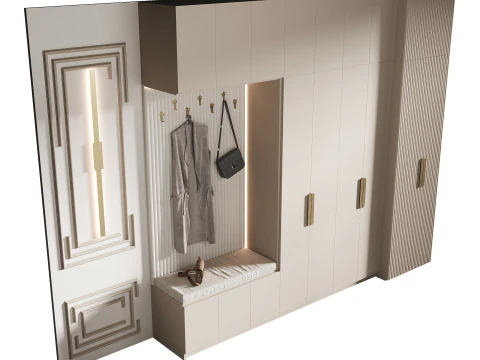 Hallway area with a minimalistic hanger 4 3D Model