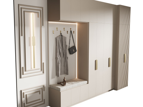 Hallway area with a minimalistic hanger 4 Modello 3D