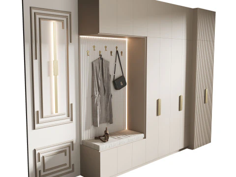Hallway area with a minimalistic hanger 4 3D Model