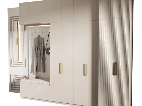 Hallway area with a minimalistic hanger 4 3D Model