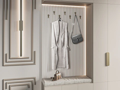 Hallway area with a minimalistic hanger 4 3D Model