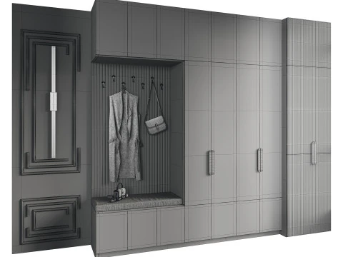 Hallway area with a minimalistic hanger 4 3D Model