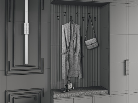 Hallway area with a minimalistic hanger 4 Modello 3D