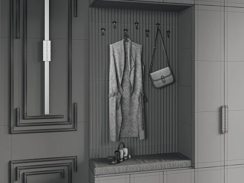Hallway area with a minimalistic hanger 4 3D Model
