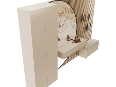 &Aacute;rea de corredor com cabide minimalista 5 Modelo 3D