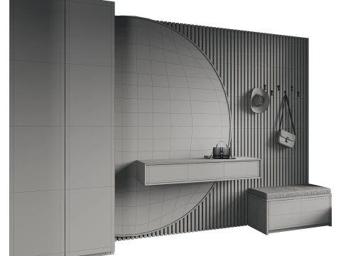 &Aacute;rea de corredor com cabide minimalista 5 Modelo 3D