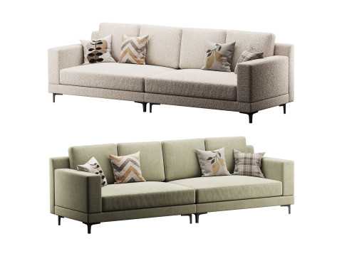 3-seater Modish Cream Solid Color Sofa 3Dモデル