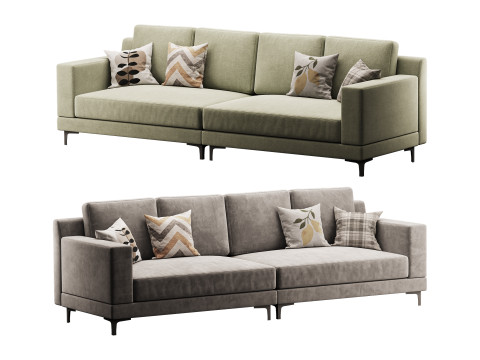 3-seater Modish Cream Solid Color Sofa 3D मॉडल