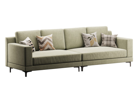 3-seater Modish Cream Solid Color Sofa 3D मॉडल