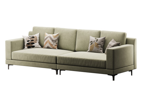 3-seater Modish Cream Solid Color Sofa 3D मॉडल
