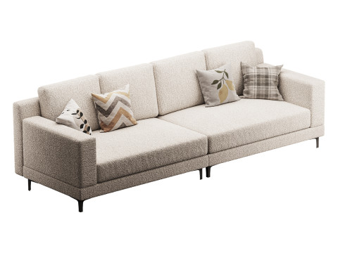 3-seater Modish Cream Solid Color Sofa 3D मॉडल