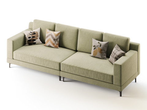 3-seater Modish Cream Solid Color Sofa 3D मॉडल