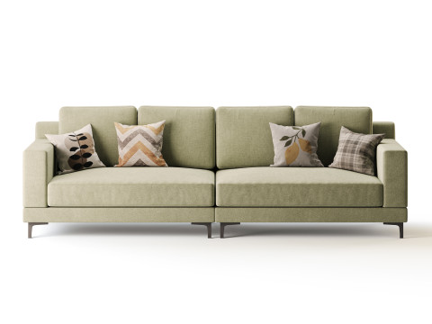 3-seater Modish Cream Solid Color Sofa 3D मॉडल