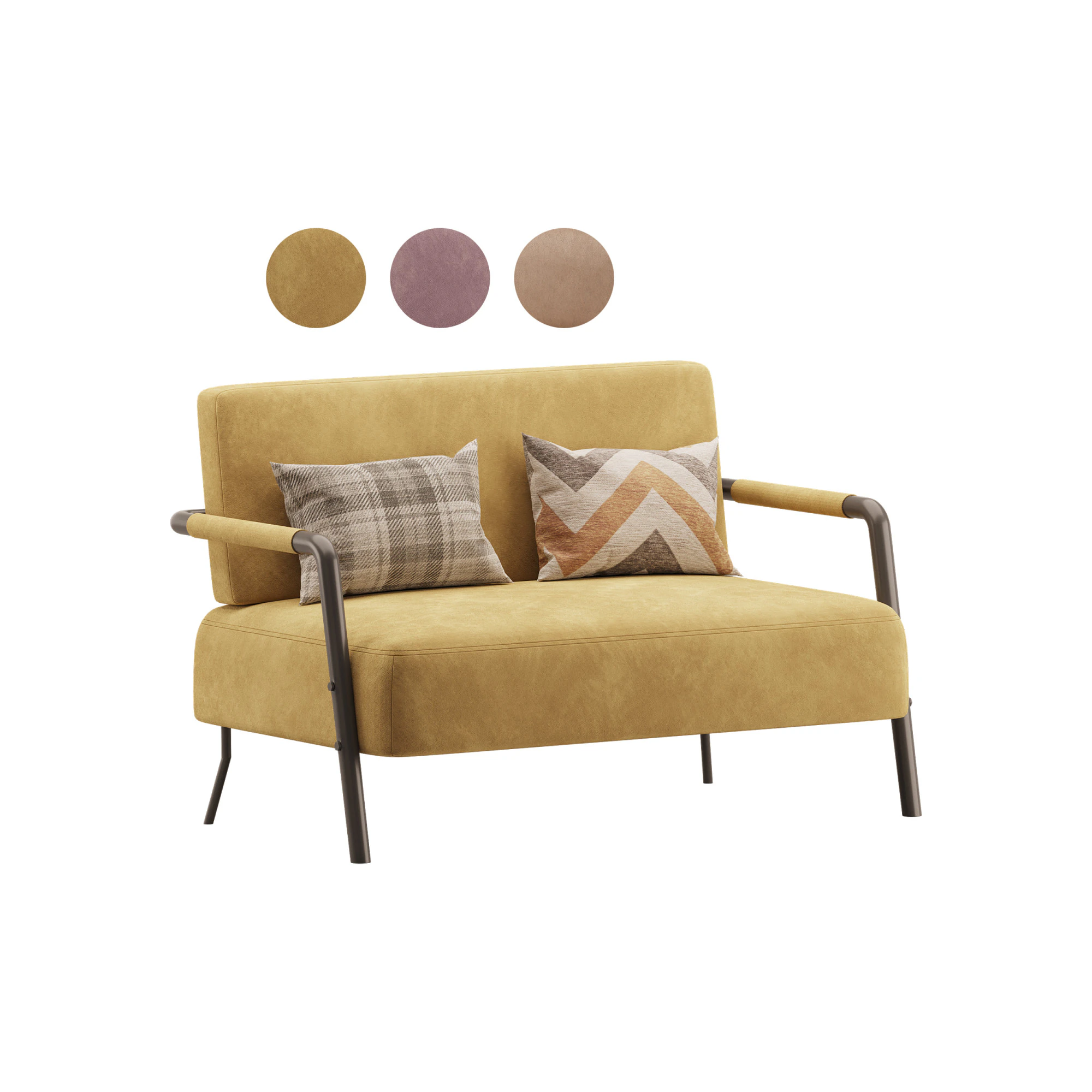 Casual Solid Color Living Room Loveseat in Grey 3D Model .c4d .max .obj .3ds .fbx .stl .blend 